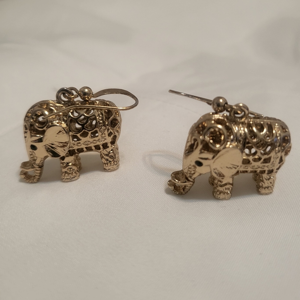 Gold elephant earrings